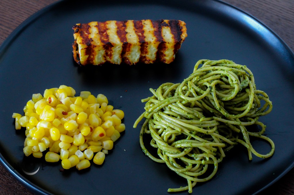 Grilled Paneer with Pesto Pasta A Plate of Happiness